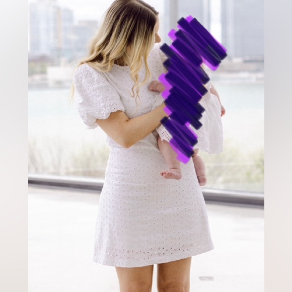 Free People size XS white eyelet dress with adjustable bows - Picture 2 of 4